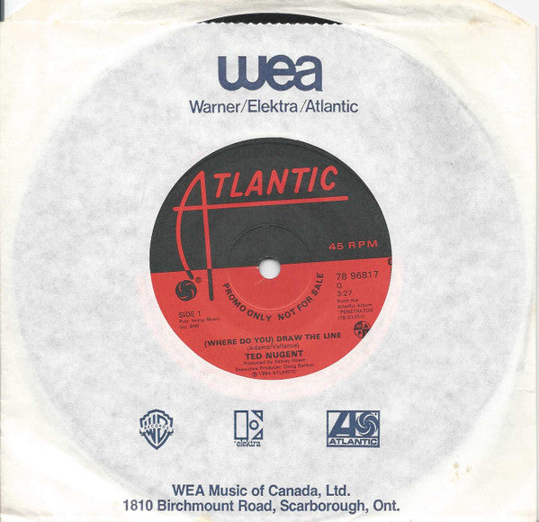 Ted Nugent : (Where Do You) Draw The Line (7", Promo)
