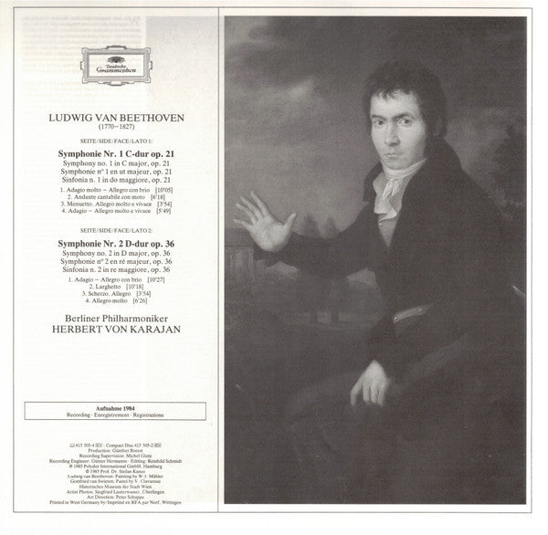 Ludwig Van Beethoven, Herbert Von Karajan, Berliner Philharmoniker : Symphonien 1 & 2 (LP)