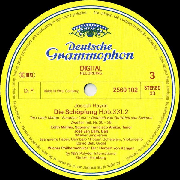 Joseph Haydn - Wiener Singverein, Berliner Philharmoniker, Herbert von Karajan : Die Schöpfung =The Creation = La Création (Box + 2xLP)