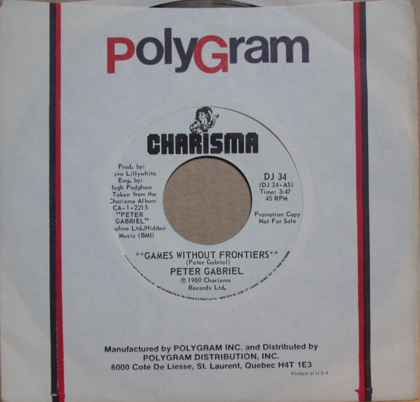 Peter Gabriel : Games Without Frontiers (7", Promo)