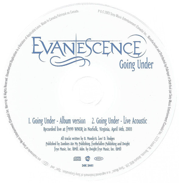 Evanescence : Going Under (CD, Single)