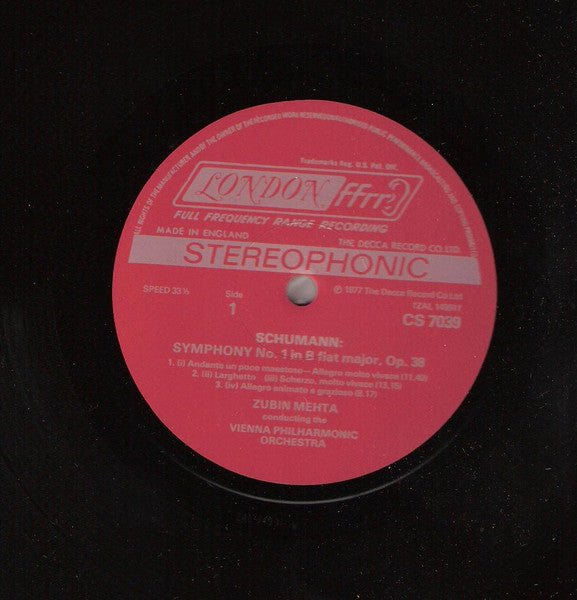 Robert Schumann, Zubin Mehta, Wiener Philharmoniker : Symphony No. 1 In B Flat Major / Symphony No. 4 In D Major (LP, Album)