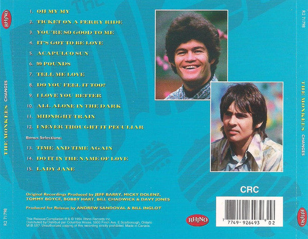 The Monkees : Changes (CD, Album, Club, RE, RM)