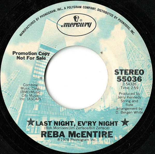 Reba McEntire : Last Night, Ev'ry Night (7", Single, Promo)