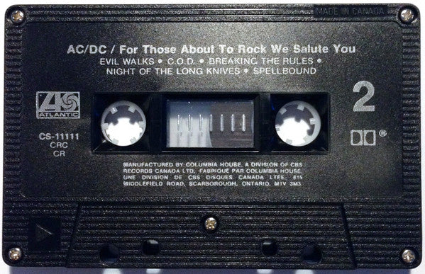 AC/DC : For Those About To Rock We Salute You (Cass, Album, Club, Dol)