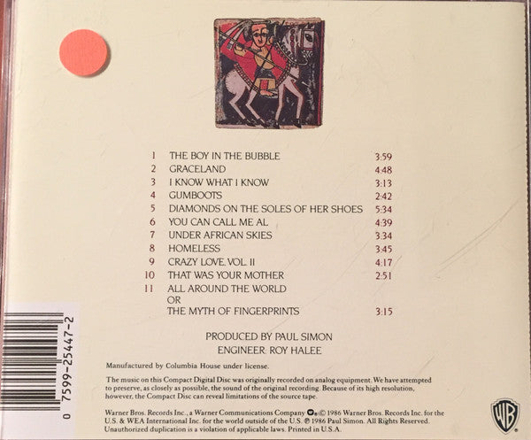 Paul Simon : Graceland (CD, Album, Club, RE)