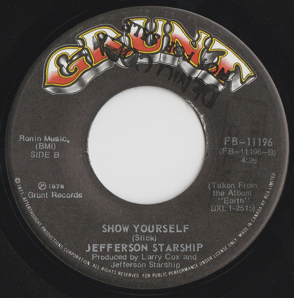 Jefferson Starship : Count On Me (7", Single)