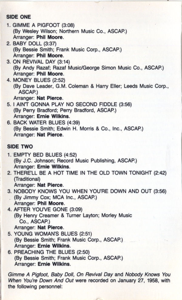 LaVern Baker : La Vern Baker Sings Bessie Smith (Cass, Album, RE, Dol)