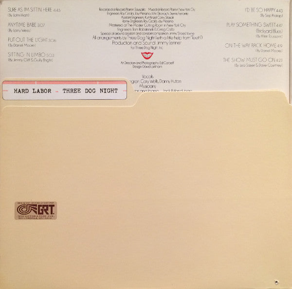 Three Dog Night : Hard Labor (LP, Album, RE, Ban)
