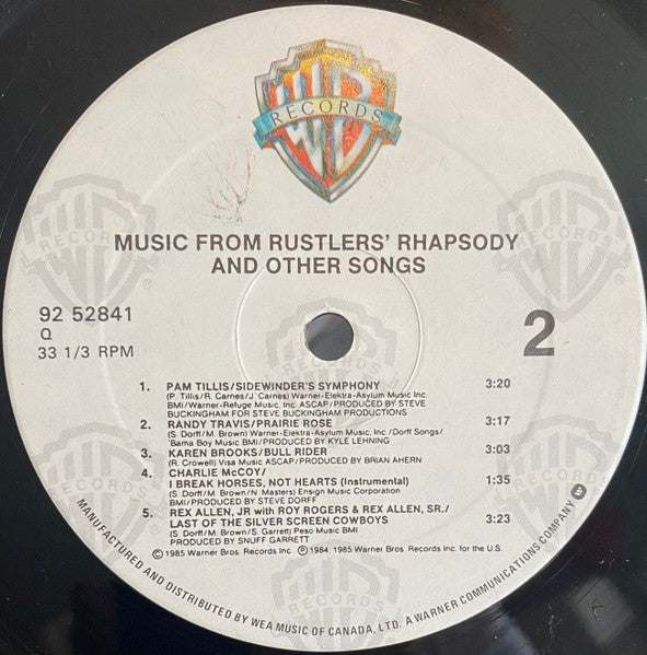 Various : Music From Rustlers' Rhapsody And Other Songs (LP, Album)