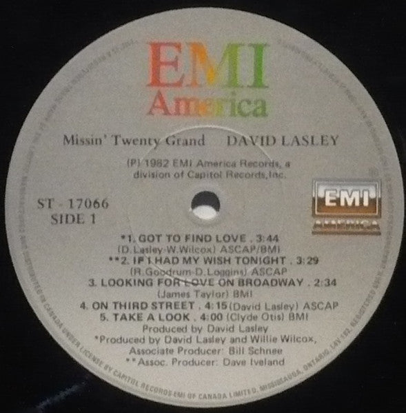David Lasley : Missin' Twenty Grand (LP, Album)