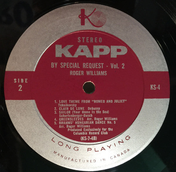 Roger Williams (2) : By Special Request-Vol.2 (LP, Club)