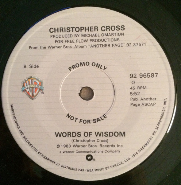 Christopher Cross : Think Of Laura (7", Single, Promo)