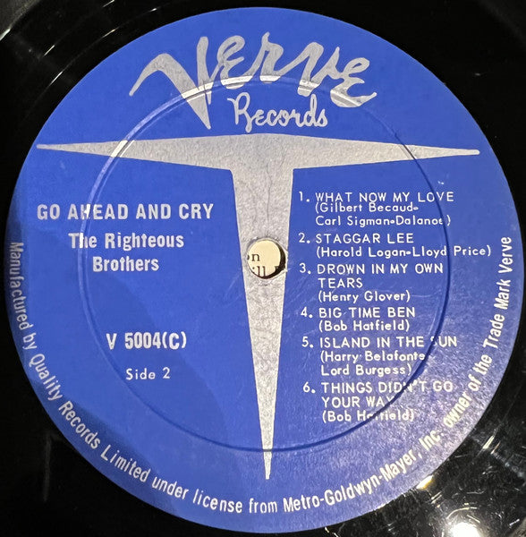 The Righteous Brothers : Go Ahead And Cry (LP, Album, Mono)