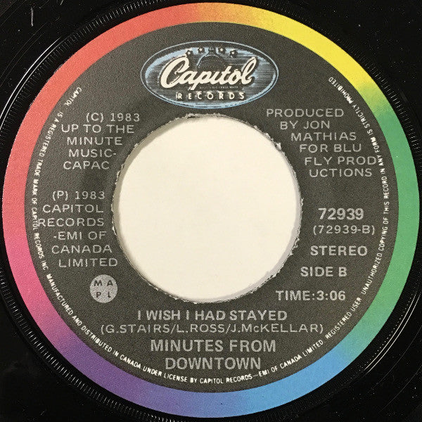 Minutes From Downtown : Wrapped In Velvet / I Wish I Had Stayed (7", Single)