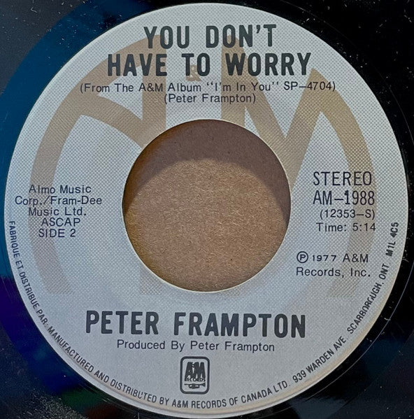 Peter Frampton : Tried To Love / You Don't Have To Worry (7", Single)