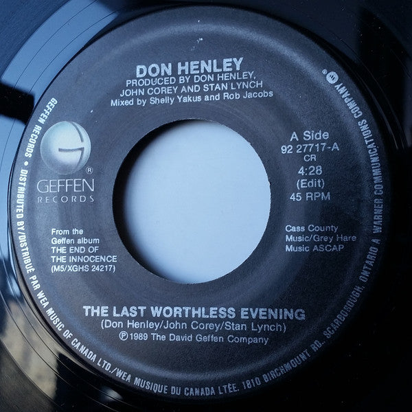 Don Henley : The Last Worthless Evening (Edit) (7", Single)