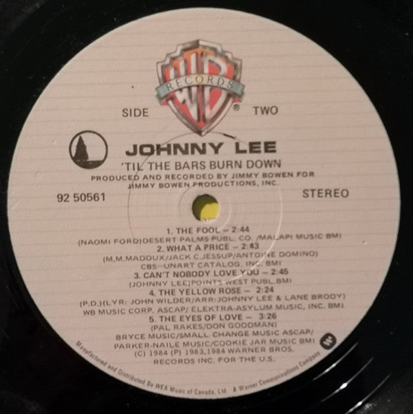 Johnny Lee (3) : 'Til The Bars Burn Down (LP, Album)