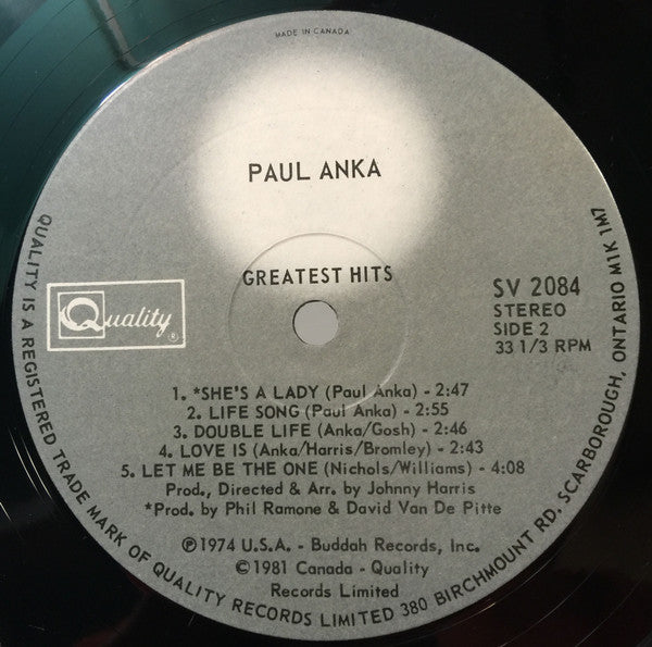 Paul Anka : The Greatest Hits Of Paul Anka (LP, Comp)