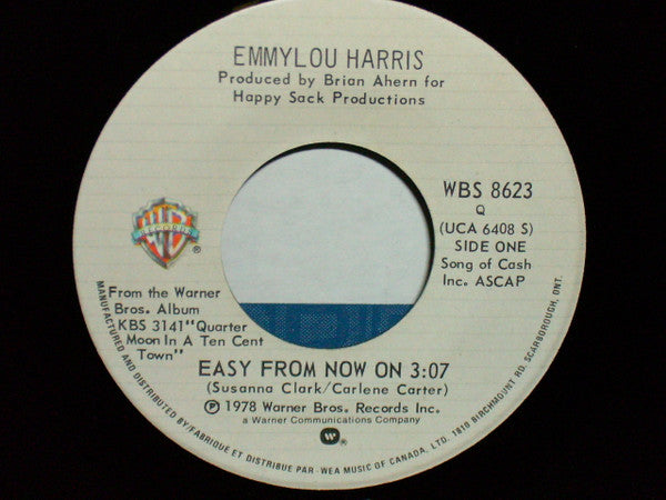 Emmylou Harris : Easy From Now On / You're Supposed To Be Feeling Good (7", Single)