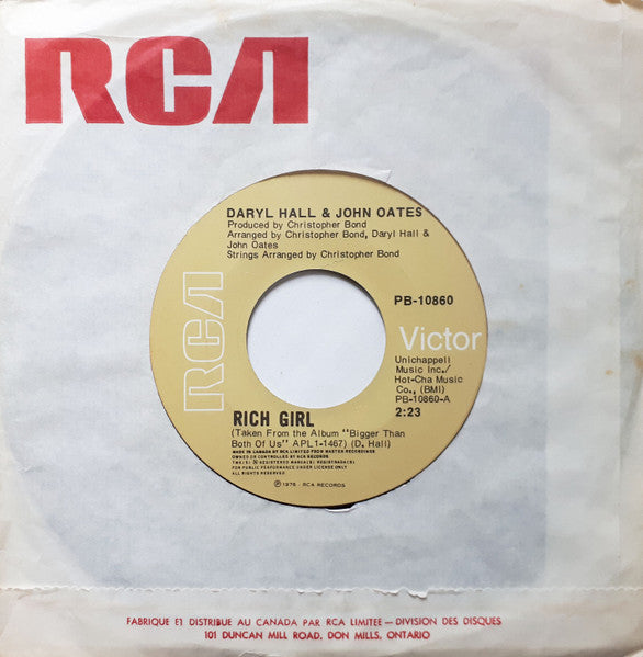 Daryl Hall & John Oates : Rich Girl (7", Single)