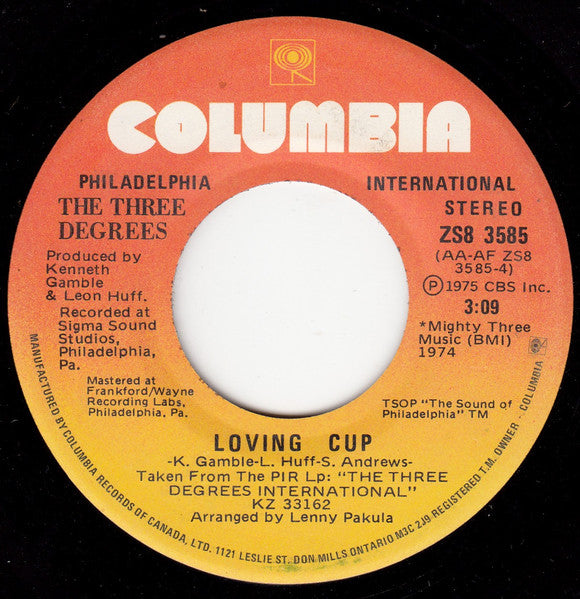 The Three Degrees : Free Ride / Loving Cup (7", Single)
