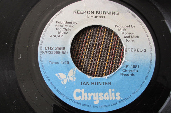 Ian Hunter : Central Park N' West / Keep On Burning (7")