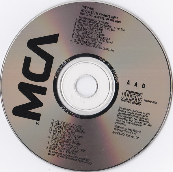 The Who : Who's Better, Who's Best (CD, Comp)