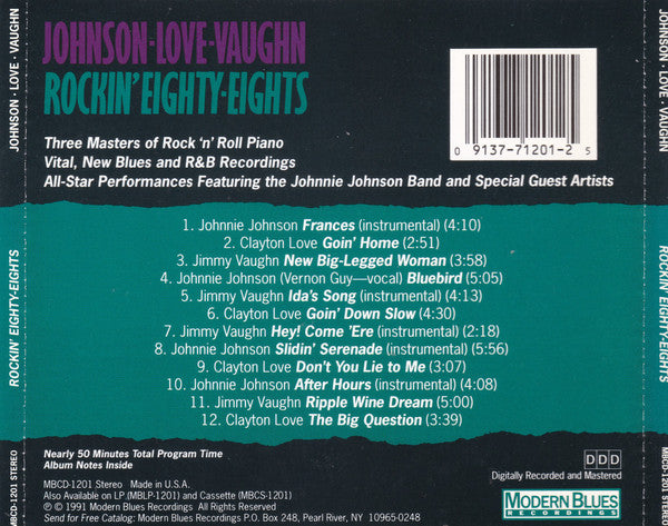 Johnnie Johnson, Clayton Love, Jimmy Vaughn With The Johnnie Johnson Band : Rockin' Eighty-Eights (CD, Album)