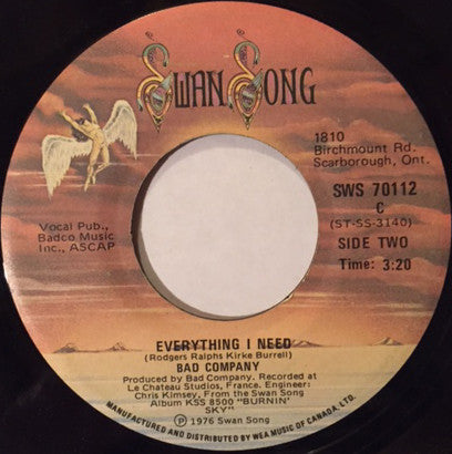 Bad Company (3) : Burnin' Sky (7")