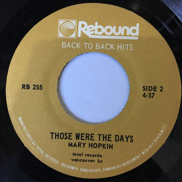 J. Frank Wilson / Mary Hopkin : Last Kiss / Those Were The Days (7")
