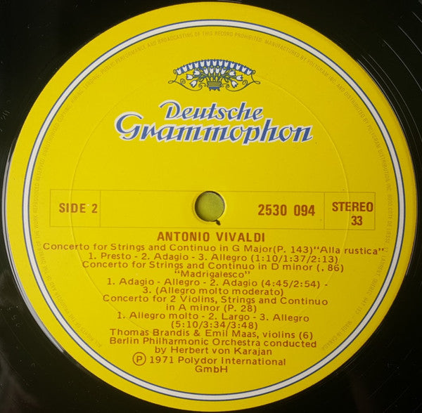 Antonio Vivaldi, Berliner Philharmoniker • Herbert Von Karajan : 6 Concerti «L'Amoroso» U.A. (LP, Album)