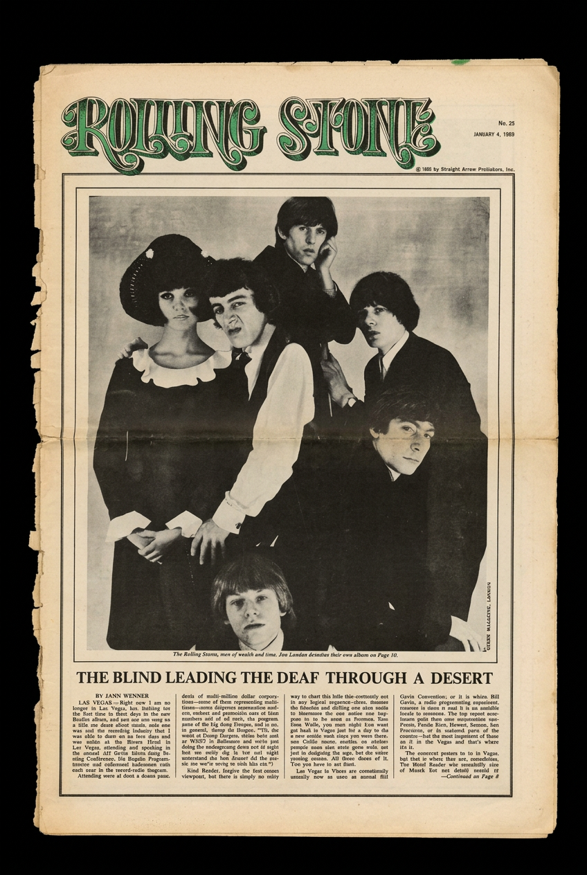 Interior page of Rolling Stone No. 25 on black background