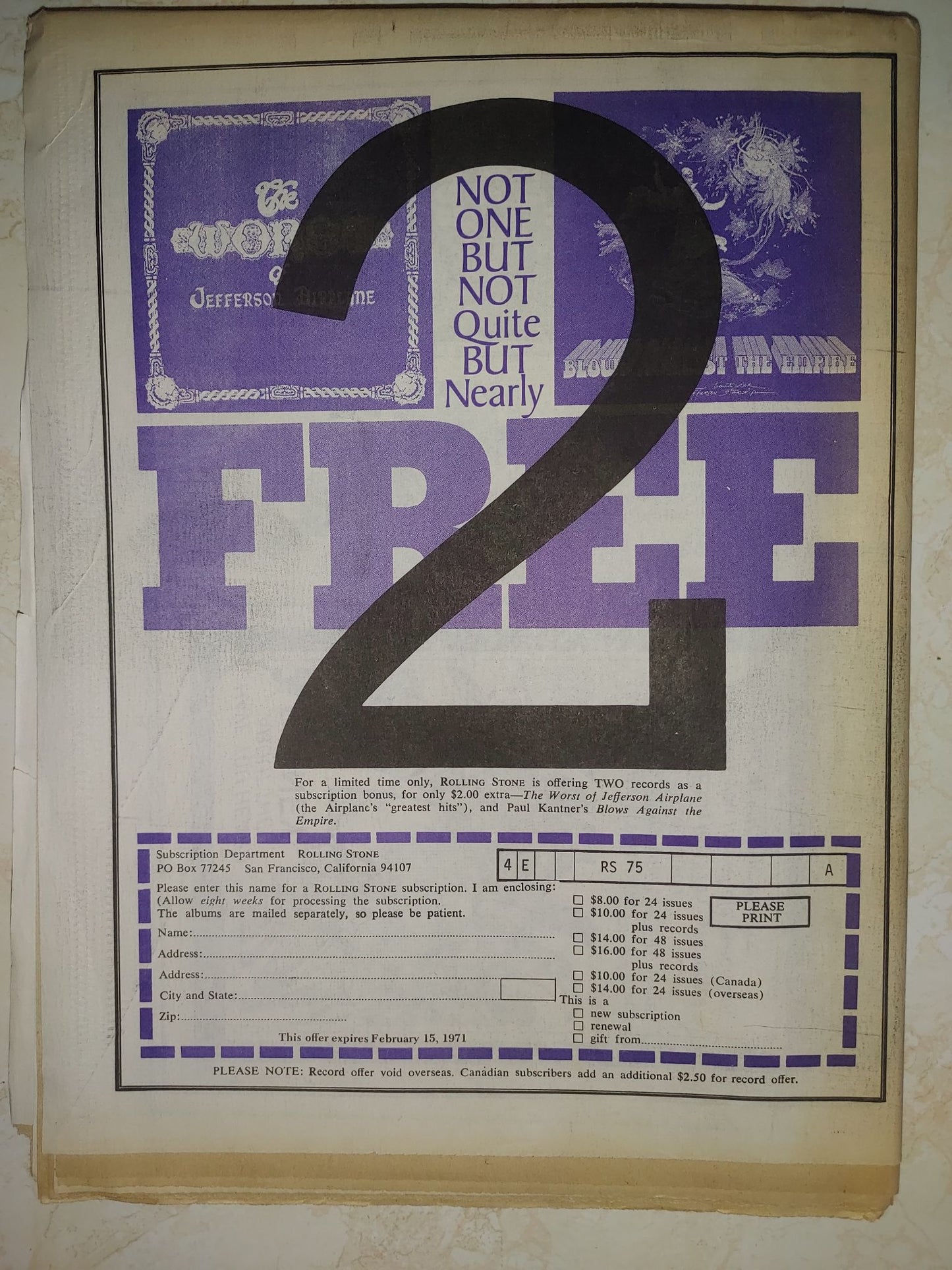 Rolling Stone Magazine Feb. 4, 1970 Issue #75 John Lennon