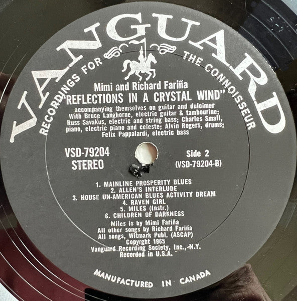 Richard & Mimi Farina : Reflections In A Crystal Wind (LP, Album)
