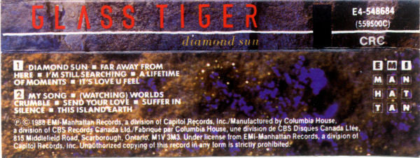 Glass Tiger : Diamond Sun (Cass, Album, Club, Dol)