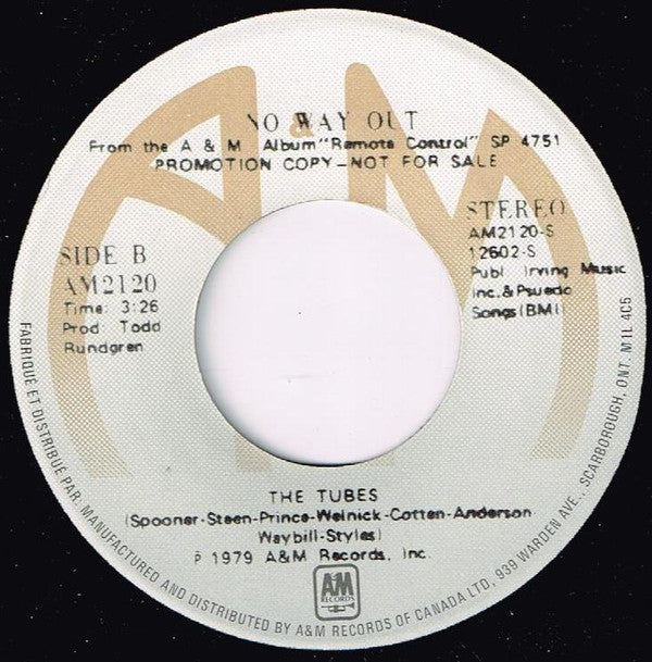 The Tubes : Prime Time / No Way Out (7", Single, Promo)