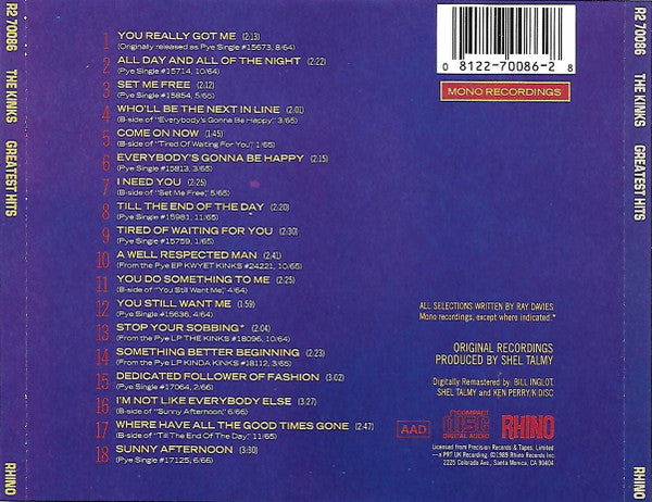 The Kinks : Greatest Hits (CD, Comp)