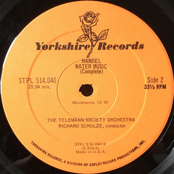 Georg Friedrich Händel  /  Telemann Society Orchestra, Richard Schulze : Water Music (LP, Album, RE)