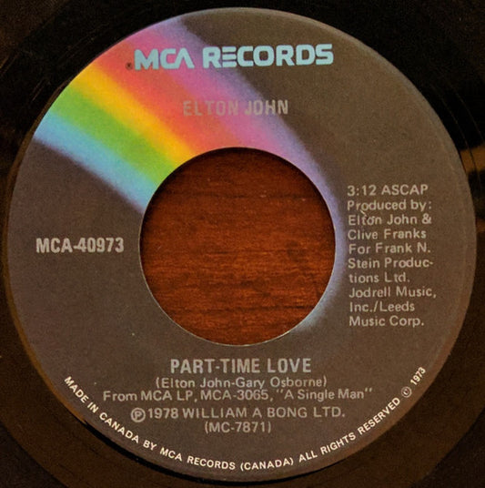 Elton John : Part-Time Love / I Cry At Night (7")