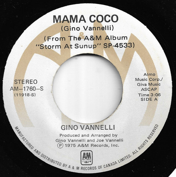 Gino Vannelli : Mama Coco (7", Single)