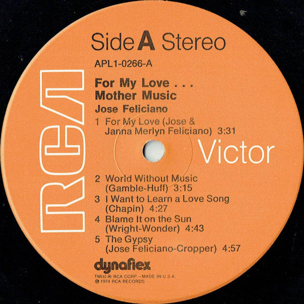 José Feliciano : For My Love...Mother Music (LP, Album)