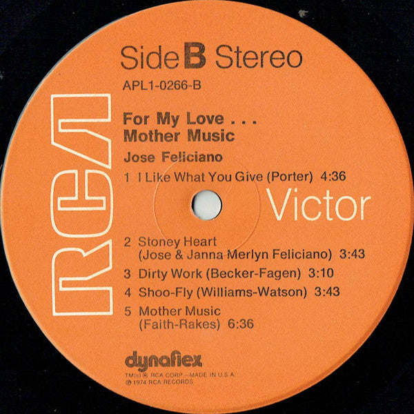 José Feliciano : For My Love...Mother Music (LP, Album)