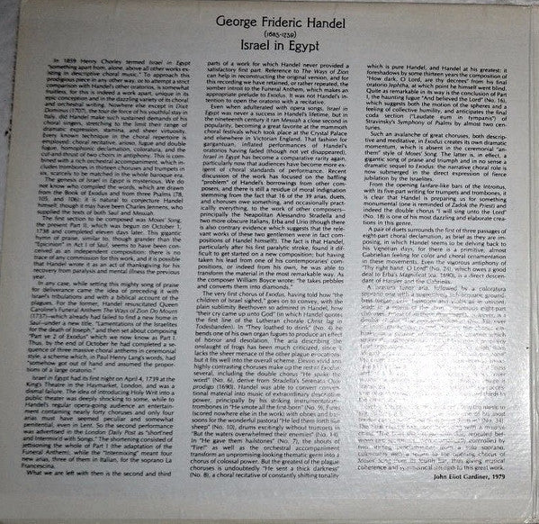 Georg Friedrich Händel , Soloists, The Monteverdi Choir And The Monteverdi Orchestra, John Eliot Gardiner : Israel In Egypt (2xLP, Gat)