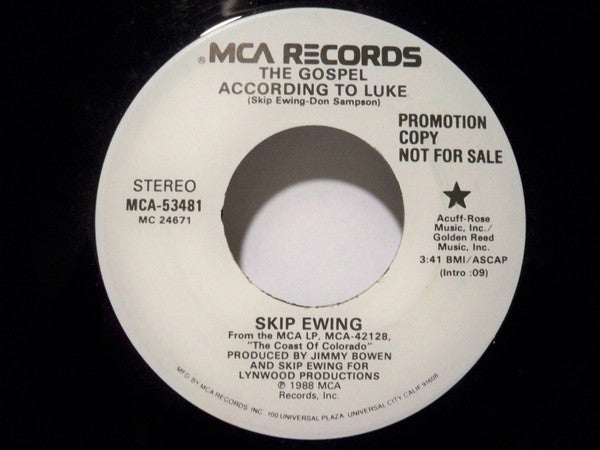 Skip Ewing : The Gospel According To Luke (7", Single, Promo)