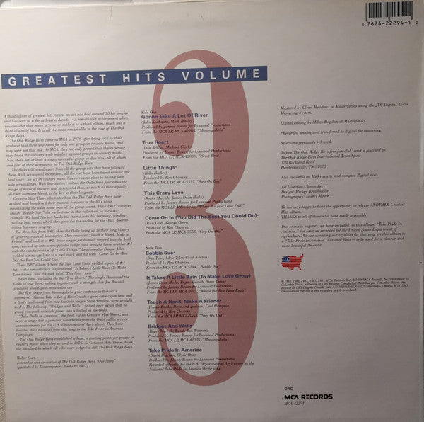 The Oak Ridge Boys : Greatest Hits Volume Three (LP, Album, Comp, Club)