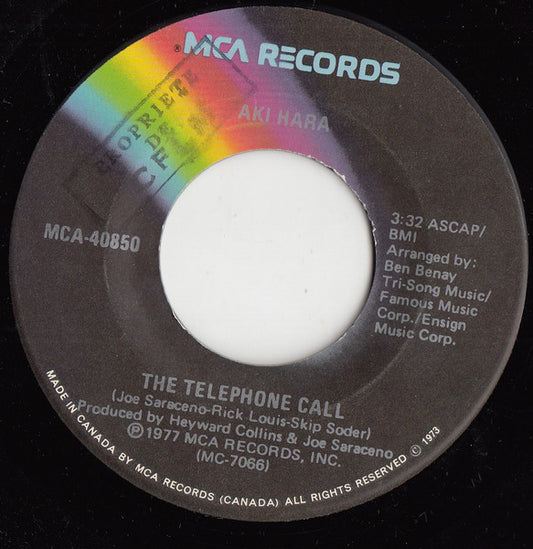 Aki Hara : The Telephone Call / I've Been Alone Before (7")