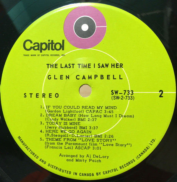 Glen Campbell : The Last Time I Saw Her (LP)