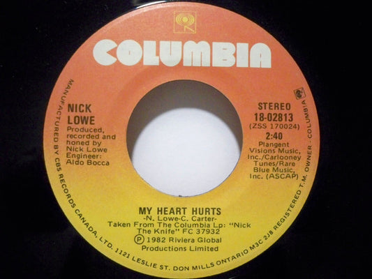 Nick Lowe : My Heart Hurts / Stick It Where The Sun Don't Shine (7", Single)