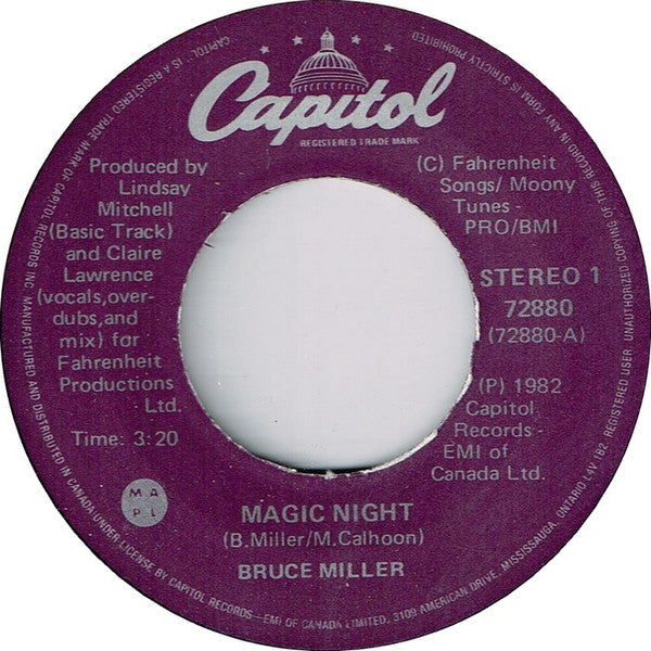 Bruce Miller (5) : Magic Night / I Work For The F B I  (7", Single)